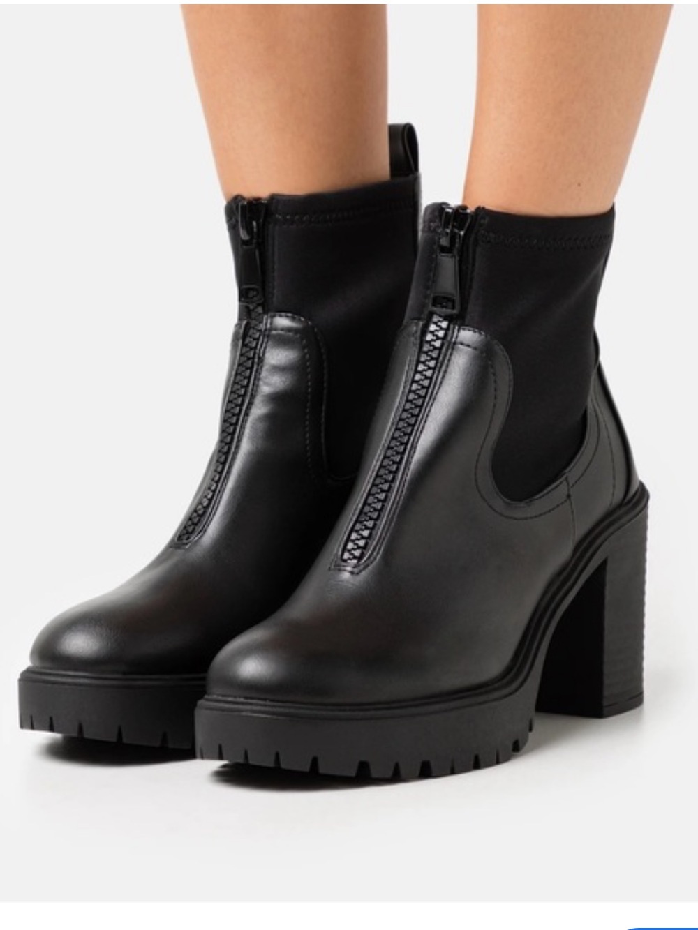 MADDEN GIRL Truffle Black Platform Zipper Front Ankle Boots Size 8 - Picture 1 of 8